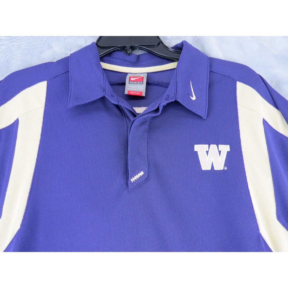 Nike Mens Washington Huskies Polo Shirt Size Large Purple Nike FIT DRY Golf L